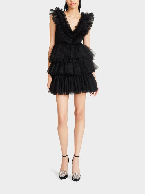 BETSEYS TIERED TULLE DRESS BLACK | RE:LUV