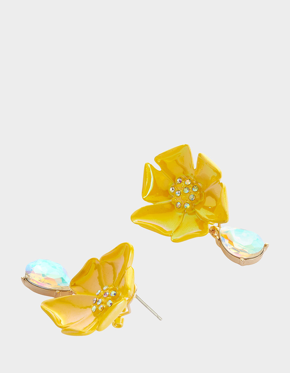 GARDEN GLAM FLORAL STONE DROP EARRINGS YELLOW - Image 2