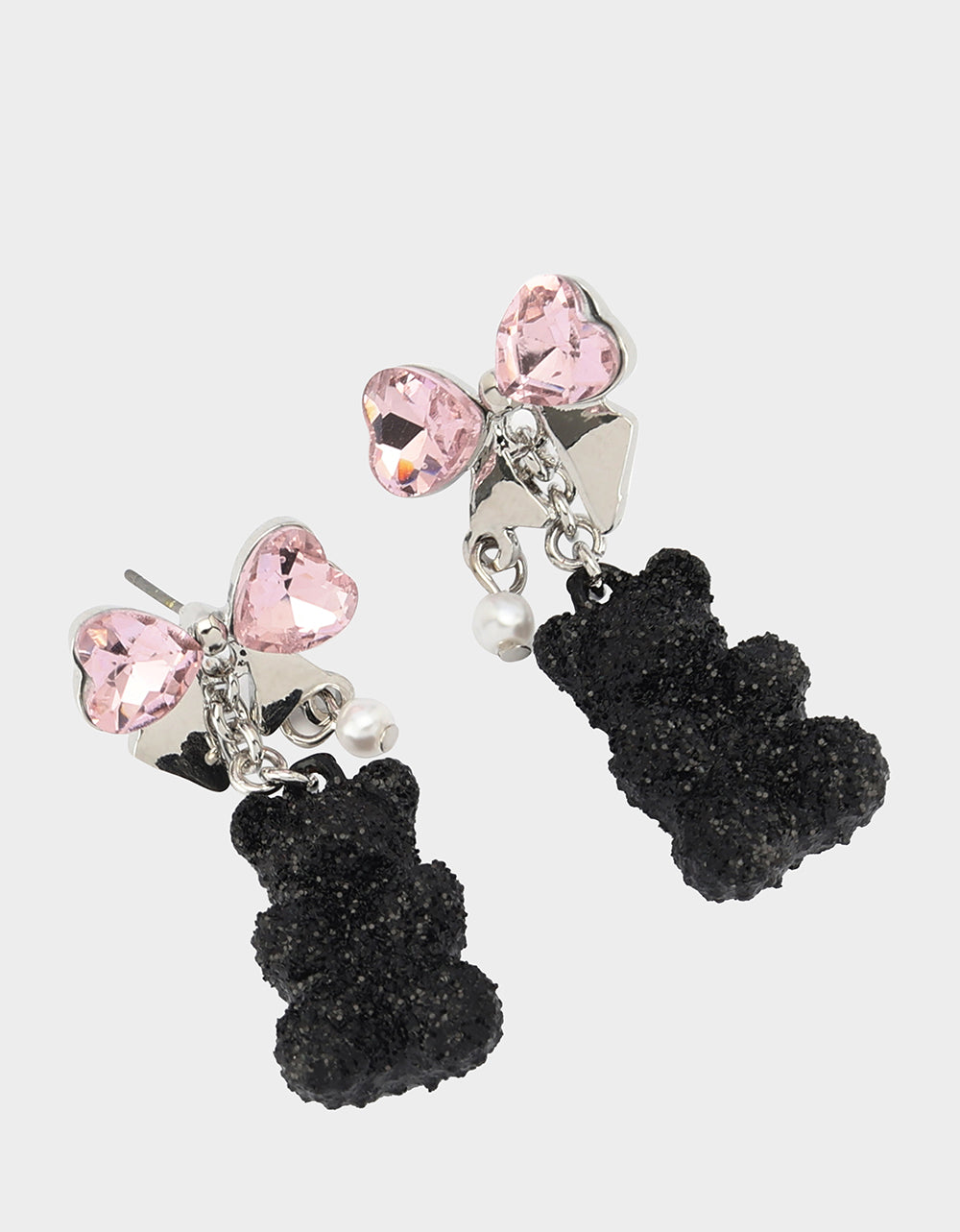 BEAR BOW DROP EARRINGS BLACK - Image 2