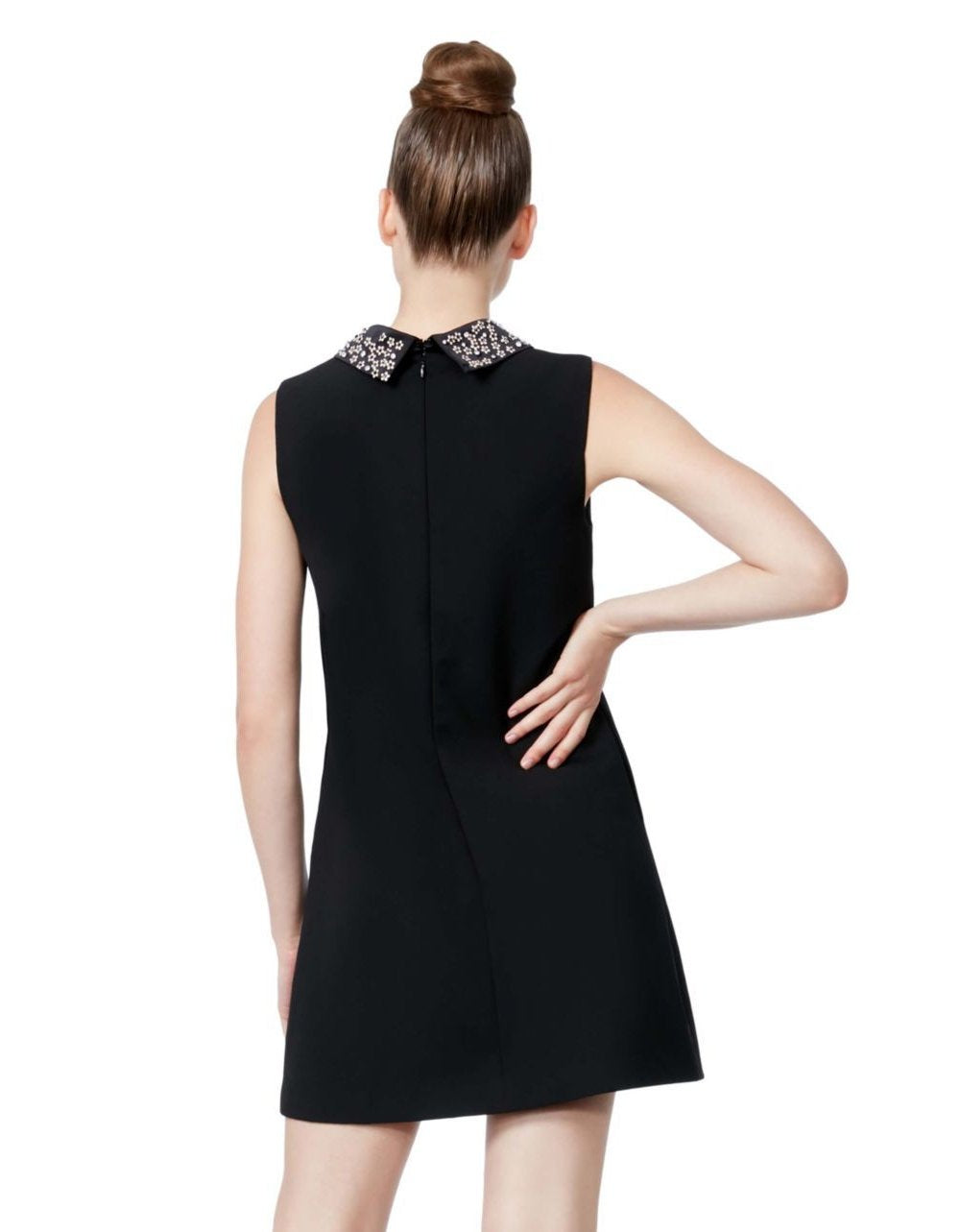 EMBELLISHED COLLAR BLACK SHIFT DRESS BLACK | RE:LUV - Image 2