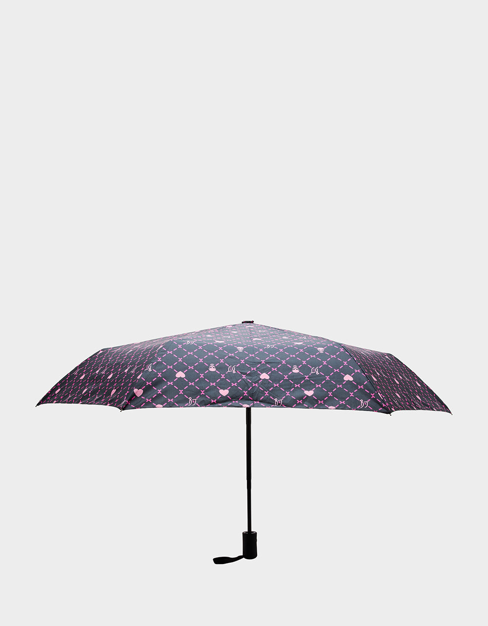 BETSEY'S HEART & SKULL PRINT UMBRELLA BLACK MULTI - Image 3
