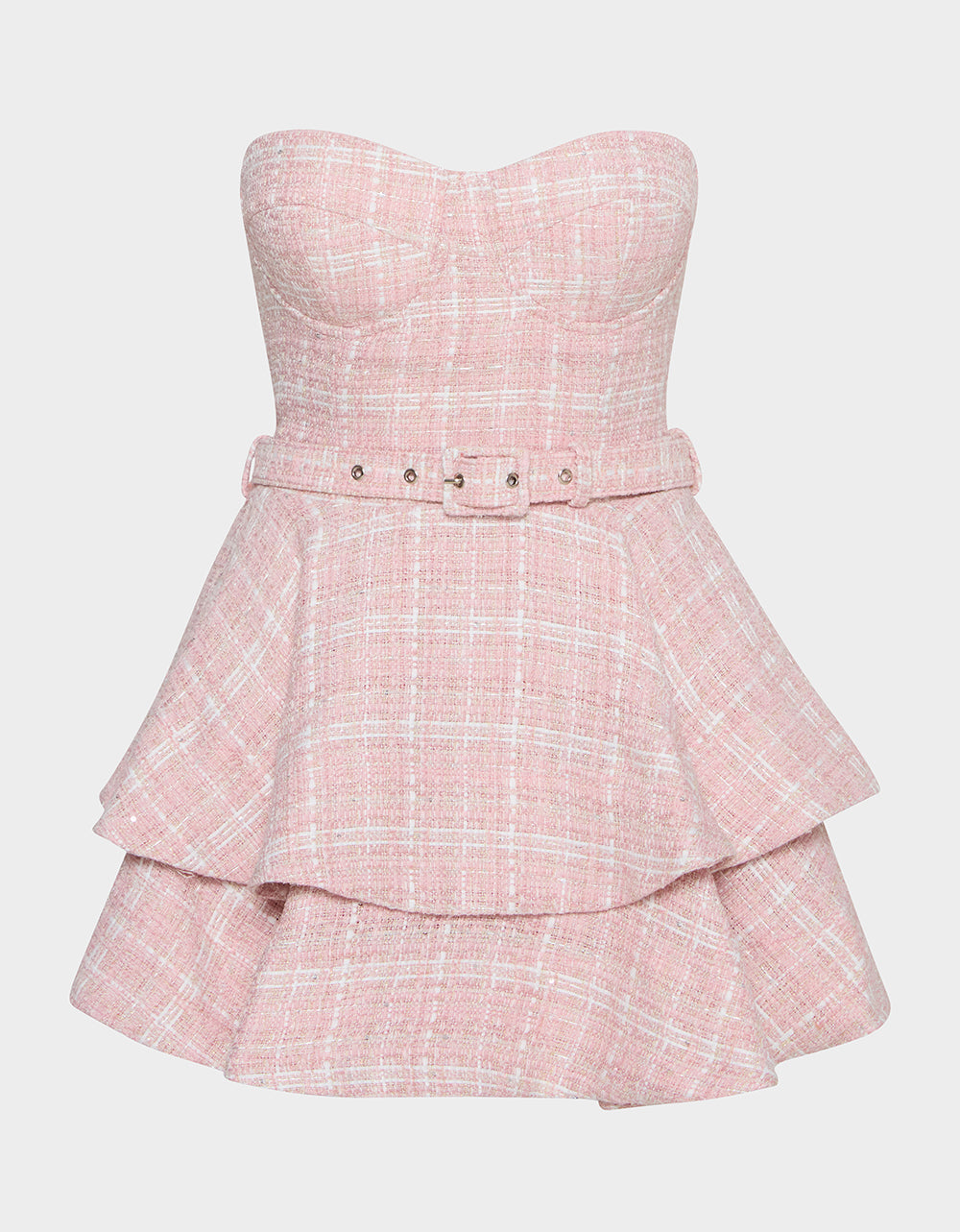 BELTED TWEED DRESS POWDER PINK - Image 10