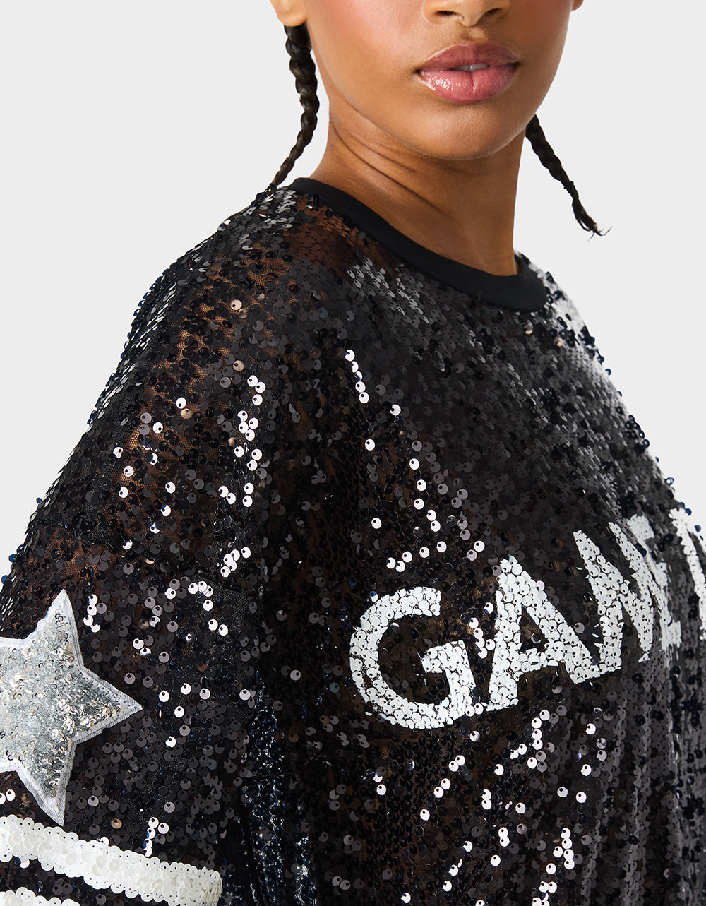 GAME DAY JERSEY SEQUIN DRESS BLACK - Image 5
