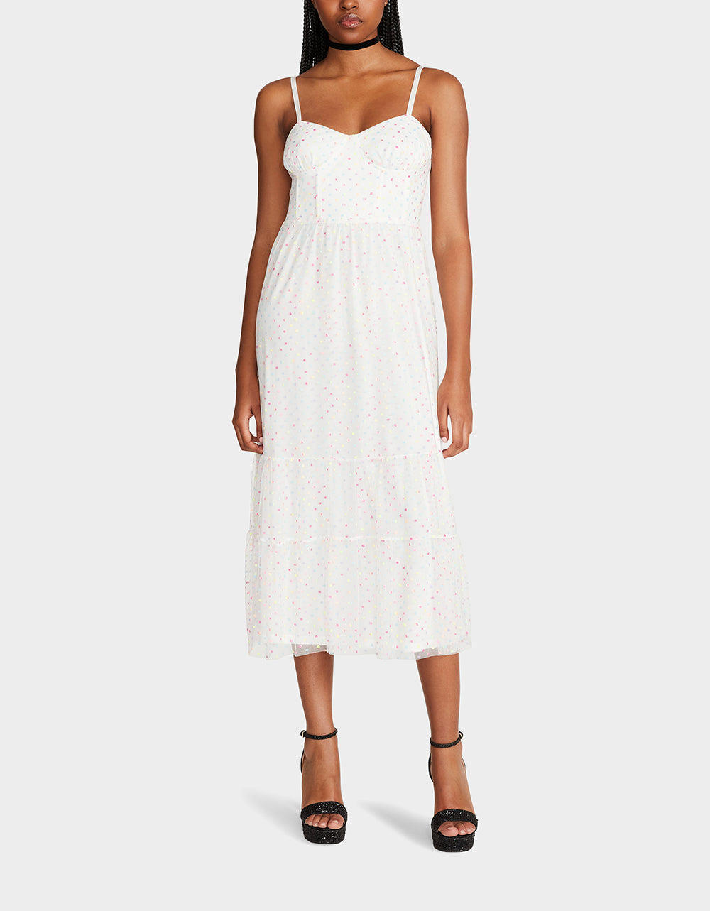 GARDEN VIBES CORSET MIDI DRESS WHITE MULTI - Image 4