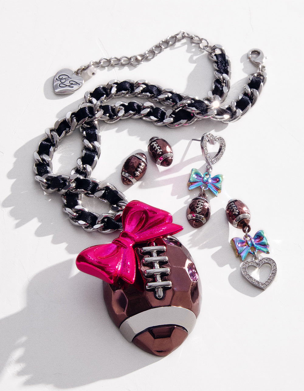 FOOTBALL STUD EARRING BROWN - Image 2